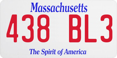 MA license plate 438BL3