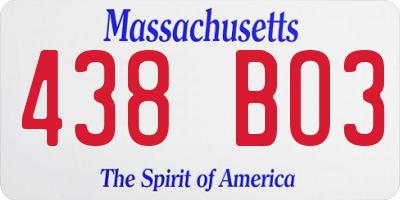 MA license plate 438BO3