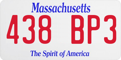 MA license plate 438BP3