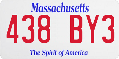 MA license plate 438BY3