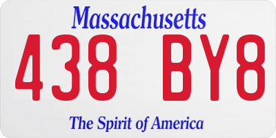 MA license plate 438BY8