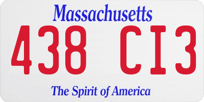 MA license plate 438CI3