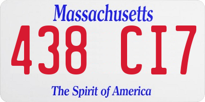 MA license plate 438CI7