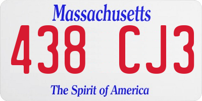 MA license plate 438CJ3