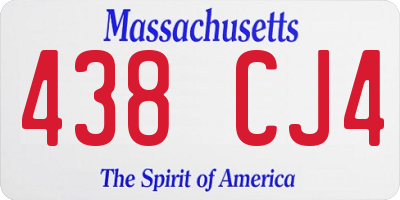 MA license plate 438CJ4
