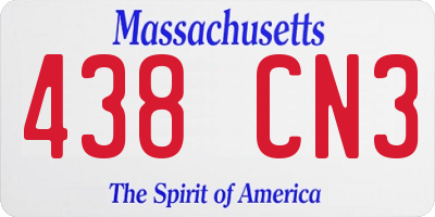 MA license plate 438CN3