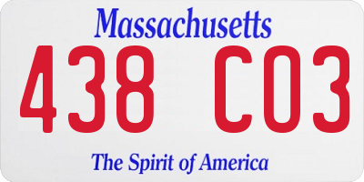 MA license plate 438CO3