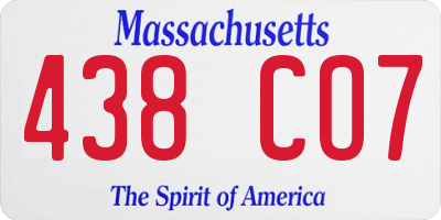 MA license plate 438CO7