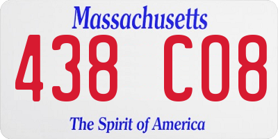 MA license plate 438CO8
