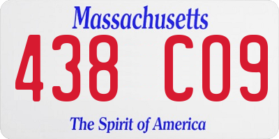 MA license plate 438CO9