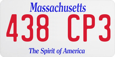 MA license plate 438CP3
