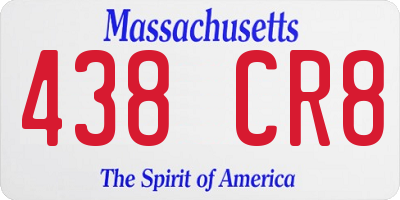 MA license plate 438CR8