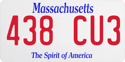 MA license plate 438CU3