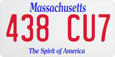 MA license plate 438CU7