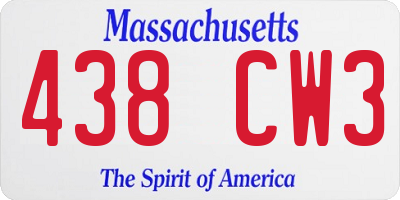 MA license plate 438CW3