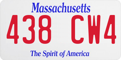 MA license plate 438CW4