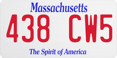 MA license plate 438CW5