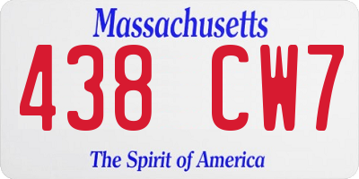MA license plate 438CW7