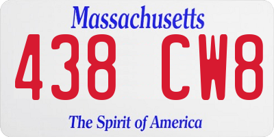 MA license plate 438CW8