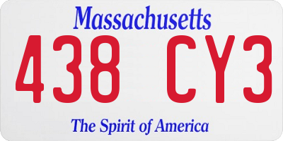 MA license plate 438CY3
