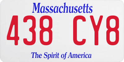 MA license plate 438CY8