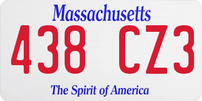MA license plate 438CZ3