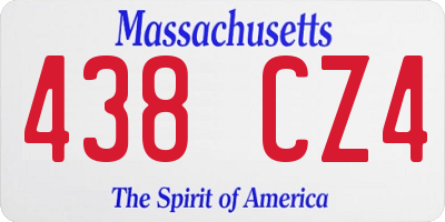 MA license plate 438CZ4