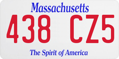 MA license plate 438CZ5