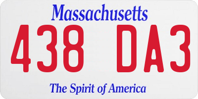MA license plate 438DA3
