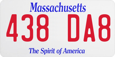 MA license plate 438DA8
