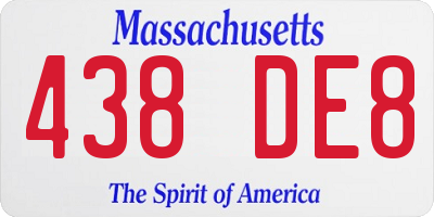 MA license plate 438DE8