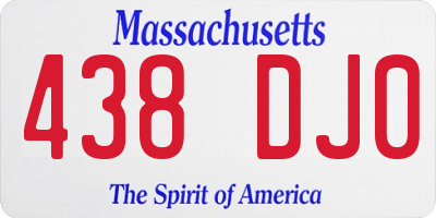 MA license plate 438DJ0
