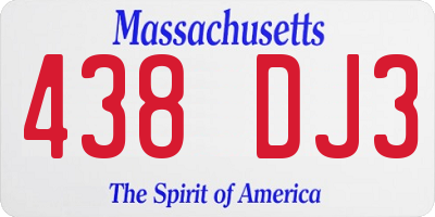 MA license plate 438DJ3