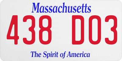 MA license plate 438DO3