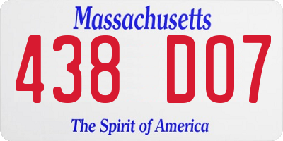 MA license plate 438DO7