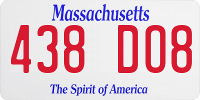 MA license plate 438DO8