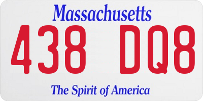 MA license plate 438DQ8