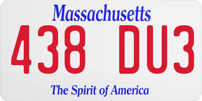 MA license plate 438DU3