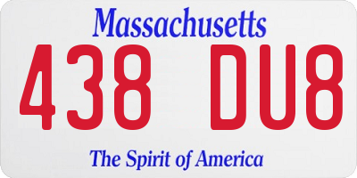 MA license plate 438DU8