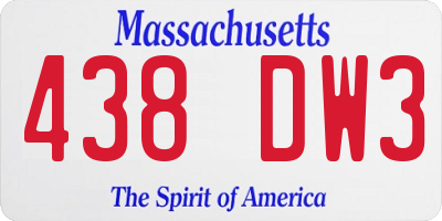 MA license plate 438DW3