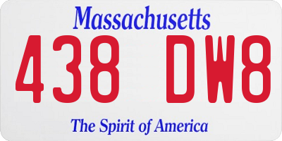 MA license plate 438DW8