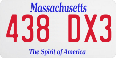 MA license plate 438DX3