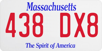 MA license plate 438DX8