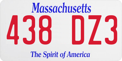 MA license plate 438DZ3
