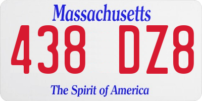 MA license plate 438DZ8