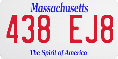 MA license plate 438EJ8
