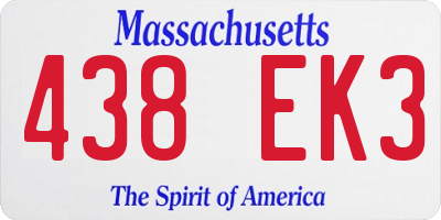 MA license plate 438EK3