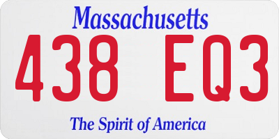 MA license plate 438EQ3