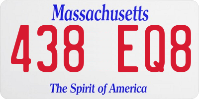 MA license plate 438EQ8