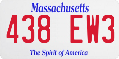 MA license plate 438EW3